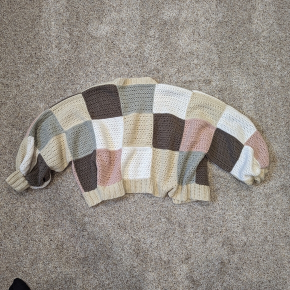 Handmade Crochet Patchwork Oversized Cardigan - Picture 3 of 3